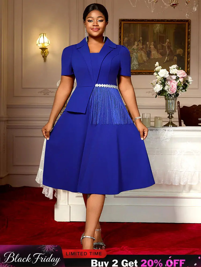 AOMEIDRESS Bule Elegant Formal Church A Line Dresses For Woman 2025 Blue / 0XL