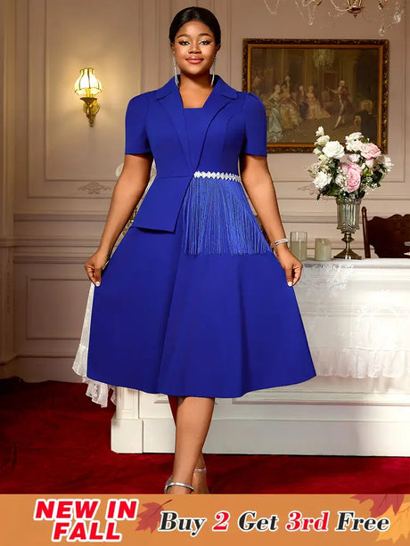 AOMEIDRESS Bule Elegant Formal Church A Line Dresses For Woman 2025 Blue / 0XL