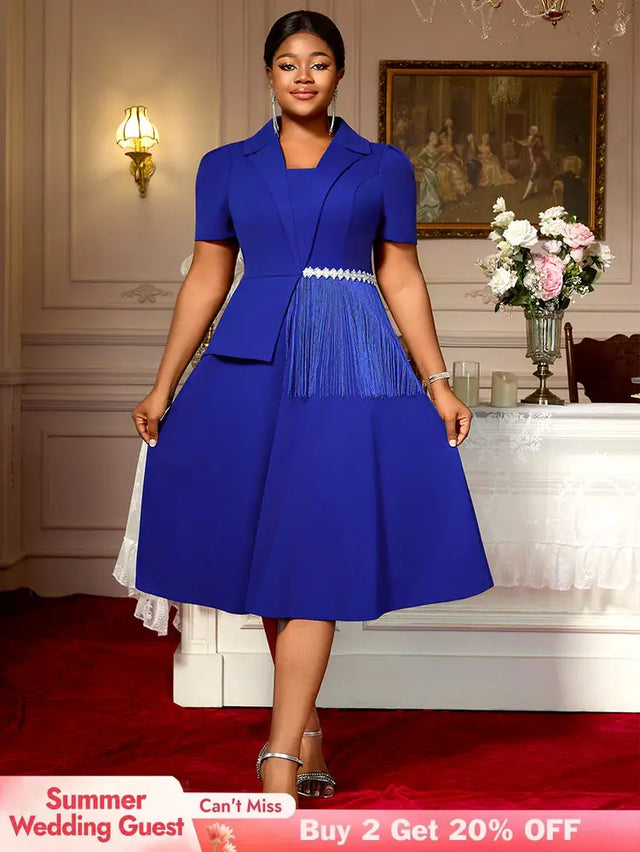 AOMEIDRESS Bule Elegant Formal Church A Line Dresses For Woman 2025 Blue / 0XL