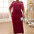 AOMEIDRESS Burgundy Party Dresses O Neck Tulle Patchwork Fringe Wine / S