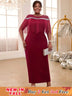 AOMEIDRESS Burgundy Party Dresses O Neck Tulle Patchwork Fringe Wine / S