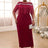 AOMEIDRESS Burgundy Party Dresses O Neck Tulle Patchwork Fringe Wine / S