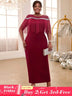 AOMEIDRESS Burgundy Party Dresses O Neck Tulle Patchwork Fringe Wine / S