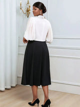 AOMEIDRESS Business Work Dresses Vintage Swing Turn-Down Collar Dress