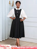AOMEIDRESS Business Work Dresses Vintage Swing Turn-Down Collar Dress Black / 0XL