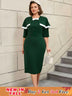 AOMEIDRESS Cape Style Bodycon Dress Round Neck Vintage Modest Look
