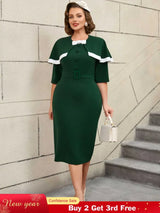 AOMEIDRESS Cape Style Bodycon Dress Round Neck Vintage Modest Look
