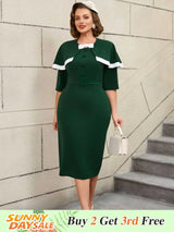 AOMEIDRESS Cape Style Bodycon Dress Round Neck Vintage Modest Look
