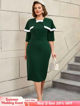 AOMEIDRESS Cape Style Bodycon Dress Round Neck Vintage Modest Look
