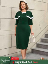 AOMEIDRESS Cape Style Bodycon Dress Round Neck Vintage Modest Look
