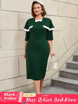 AOMEIDRESS Cape Style Bodycon Dress Round Neck Vintage Modest Look
