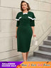 AOMEIDRESS Cape Style Bodycon Dress Round Neck Vintage Modest Look
