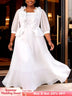 AOMEIDRESS Chic A Line Chiffon Dresses Square Neck Puff Sleeves Ruffles - White / L