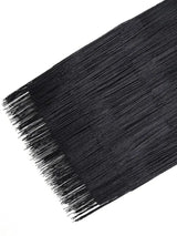 AOMEIDRESS Chic Black Fringe Dress Sheer Neckline Package Hip Gowns