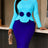 AOMEIDRESS Chic Bodycon Dress O Neck Long Sleeve Colorblock 3D Floral - Blue / S