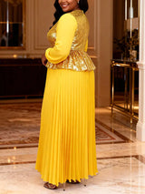 AOMEIDRESS Chic Chiffon Dress Sequin Peplum Wedding Guest Wear