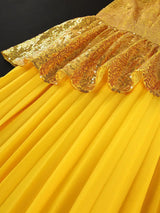 AOMEIDRESS Chic Chiffon Dress Sequin Peplum Wedding Guest Wear