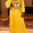 AOMEIDRESS Chic Chiffon Dress Sequin Peplum Wedding Guest Wear Yellow / L