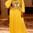 AOMEIDRESS Chic Chiffon Dress Sequin Peplum Wedding Guest Wear Yellow / L