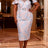 AOMEIDRESS Chic Jacquard Bodycon Dress Sheer Party Weddings Gown - LightBlue / S