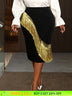 AOMEIDRESS Chic Pencil Skirt Irregular Gold Tassel for Party Office Black / L