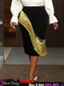 AOMEIDRESS Chic Pencil Skirt Irregular Gold Tassel for Party Office Black / L