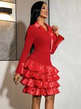 AOMEIDRESS Chic Ruffles Dress Shirt Collar Long Sleeve Party Gowns
