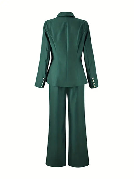 AOMEIDRESS Chic Two Piece Set Buttons Blazer Matching Slim Trousers