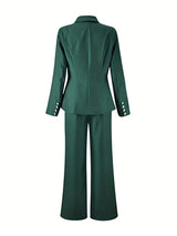 AOMEIDRESS Chic Two Piece Set Buttons Blazer Matching Slim Trousers