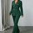 AOMEIDRESS Chic Two Piece Set Buttons Blazer Matching Slim Trousers DarkGreen / S