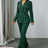 AOMEIDRESS Chic Two Piece Set Buttons Blazer Matching Slim Trousers DarkGreen / S
