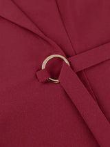 AOMEIDRESS Chic Wine Tops with Ruffled Belted Waist Evening Events