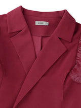 AOMEIDRESS Chic Wine Tops with Ruffled Belted Waist Evening Events