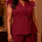 AOMEIDRESS Chic Wine Tops with Ruffled Belted Waist Evening Events Wine / L