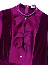 AOMEIDRESS Chic Women Velvet Pleated Dress Ruffles A Line Party Gowns