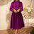 AOMEIDRESS Chic Women Velvet Pleated Dress Ruffles A Line Party Gowns Purple / S