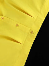 AOMEIDRESS Chic Yellow Cropped Button Up Shirt Turn Down Collar Tops