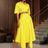 AOMEIDRESS Chic Yellow Two Piece Set Crop Tops High Waist Skirt Yellow / S