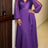 AOMEIDRESS Chiffon A Line Dress Long Sleeve V Neck Patchwork Sequins - DeepPurple / L
