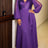 AOMEIDRESS Chiffon A Line Dress Long Sleeve V Neck Patchwork Sequins - DeepPurple / L