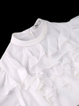 AOMEIDRESS Chiffon A Line Dresses Tiered Ruffles Sleeve Stylish Belt