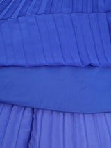 AOMEIDRESS Chiffon Dress V Neck Ruffle Long Sleeve Pleated Rhinestone