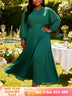 AOMEIDRESS Chiffon Wedding Guest Dress Sequin A Line Church Gowns Green / M
