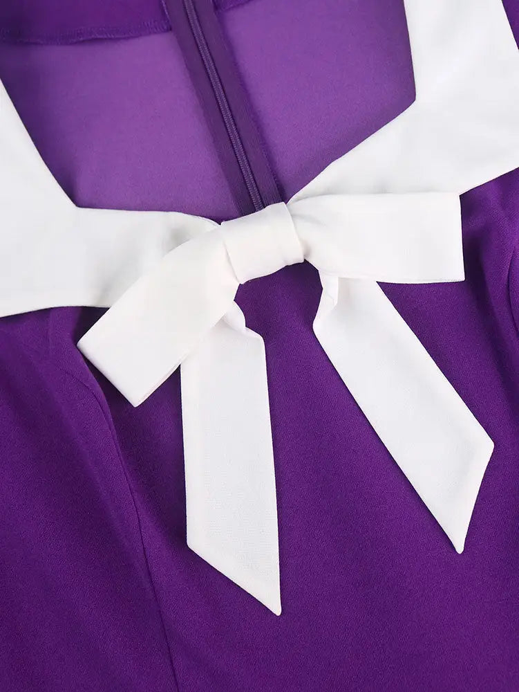 AOMEIDRESS Church A Line Dresses Short Sleeves Square Collar With Bow