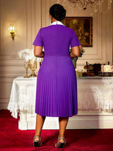 AOMEIDRESS Church A Line Dresses Short Sleeves Square Collar With Bow