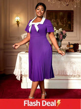 AOMEIDRESS Church A Line Dresses Short Sleeves Square Collar With Bow