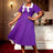 AOMEIDRESS Church A Line Dresses Short Sleeves Square Collar With Bow DarkPurple / 0XL