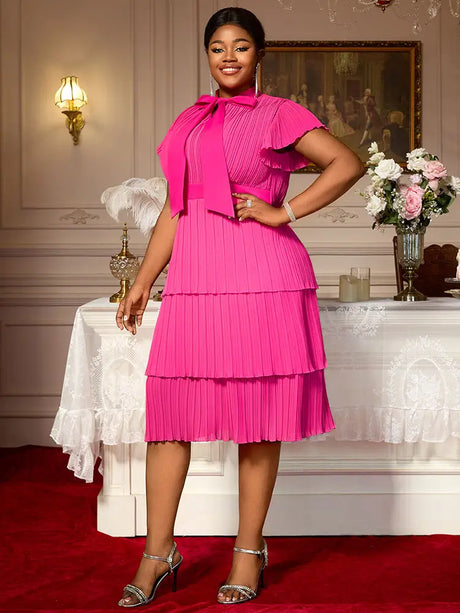 AOMEIDRESS Church Clothes for Woman Plus Size Bow Collar Grace Causal