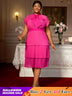 AOMEIDRESS Church Clothes for Woman Plus Size Bow Collar Grace Causal Rose / S