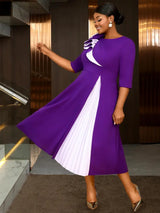 AOMEIDRESS Church Clothes for Women Floral Applique Pleated Gown